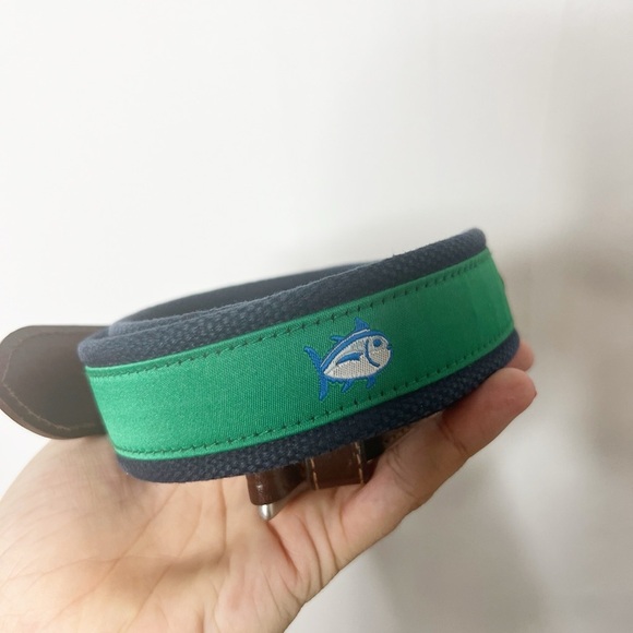 Southern Tide Green and Blue Men’s Belt - Picture 1 of 5